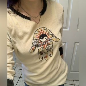 Embroidered peace and love shirt